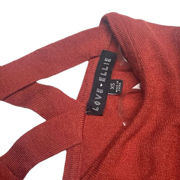 Love Ellie Autumn Orange Strappy Back V-Neck Sweater - XS - Picture 3 of 6